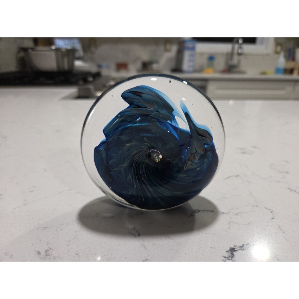 David Lewin FTM Art Glass Paperweight Signed 3.5"